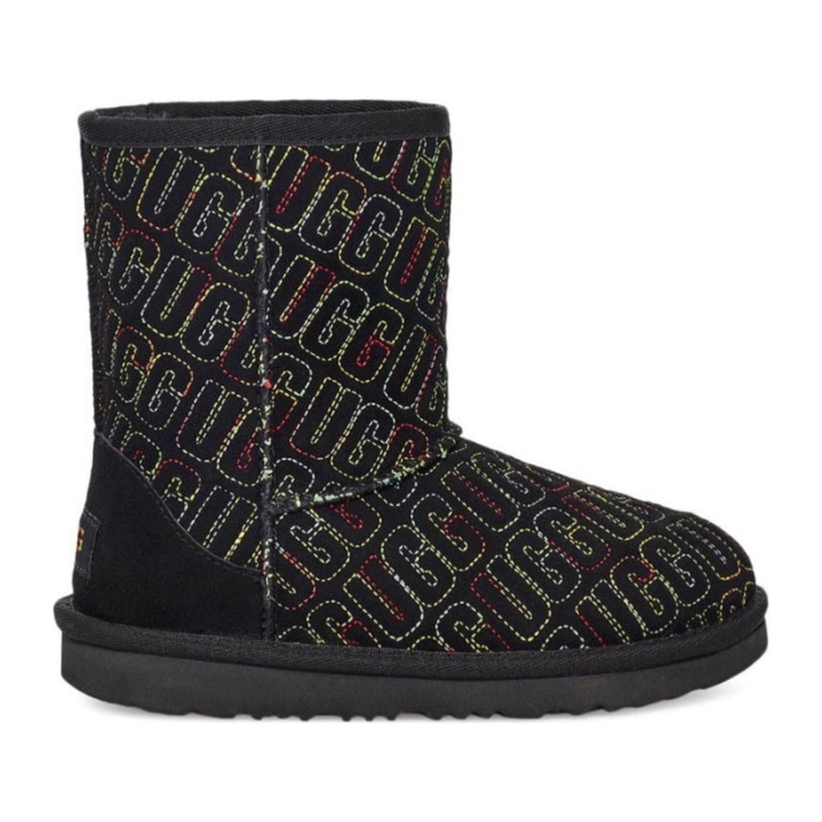 UGG Kid’s Classic II Graphic Stitch Wool-Lined Boots, Toddler Size 2, NEW