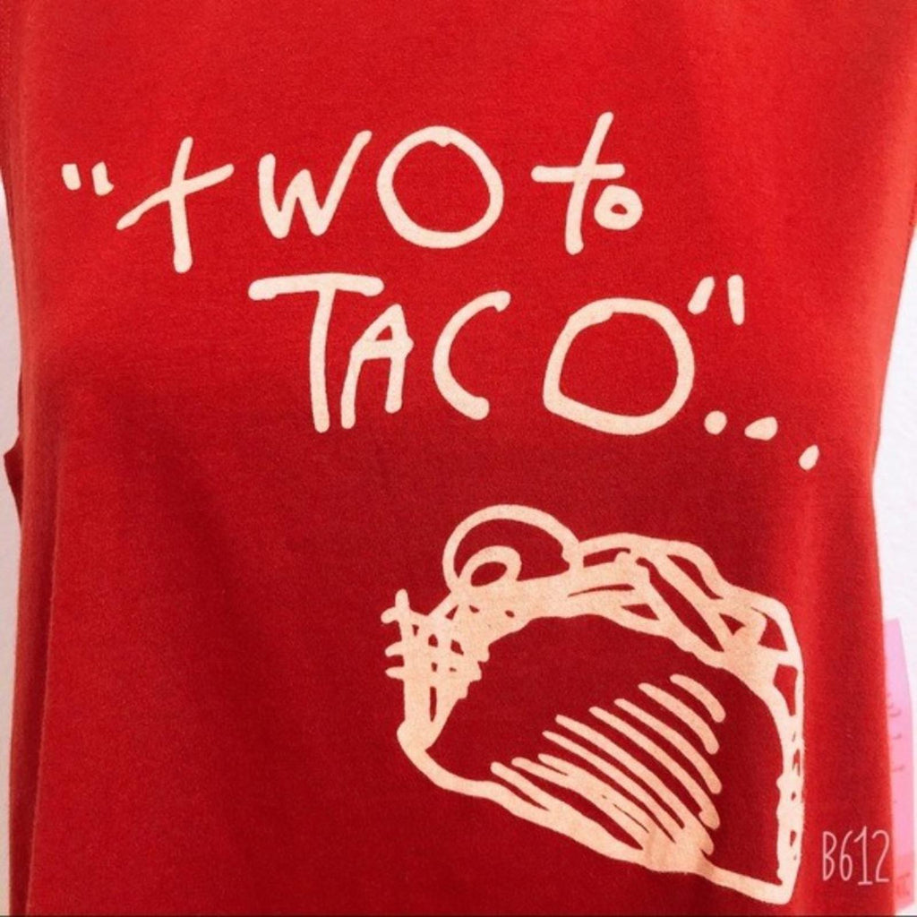 Betsey Johnson Two to Taco Muscle Tee Tank Top in Medium Red, Size M, NWT