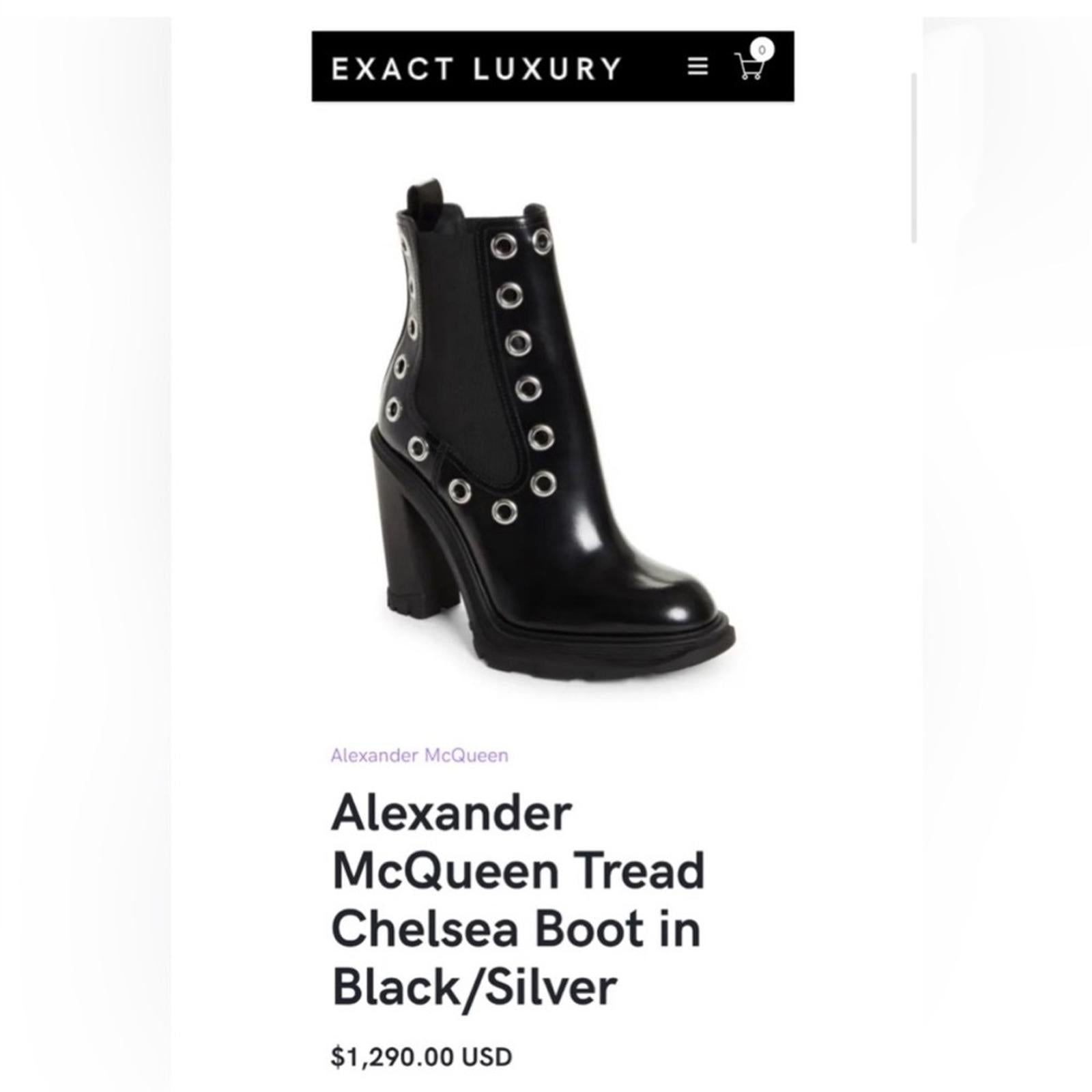 Alexander McQueen Tread Grommet Embellished Boots, Size 41 New +DustBag $1290