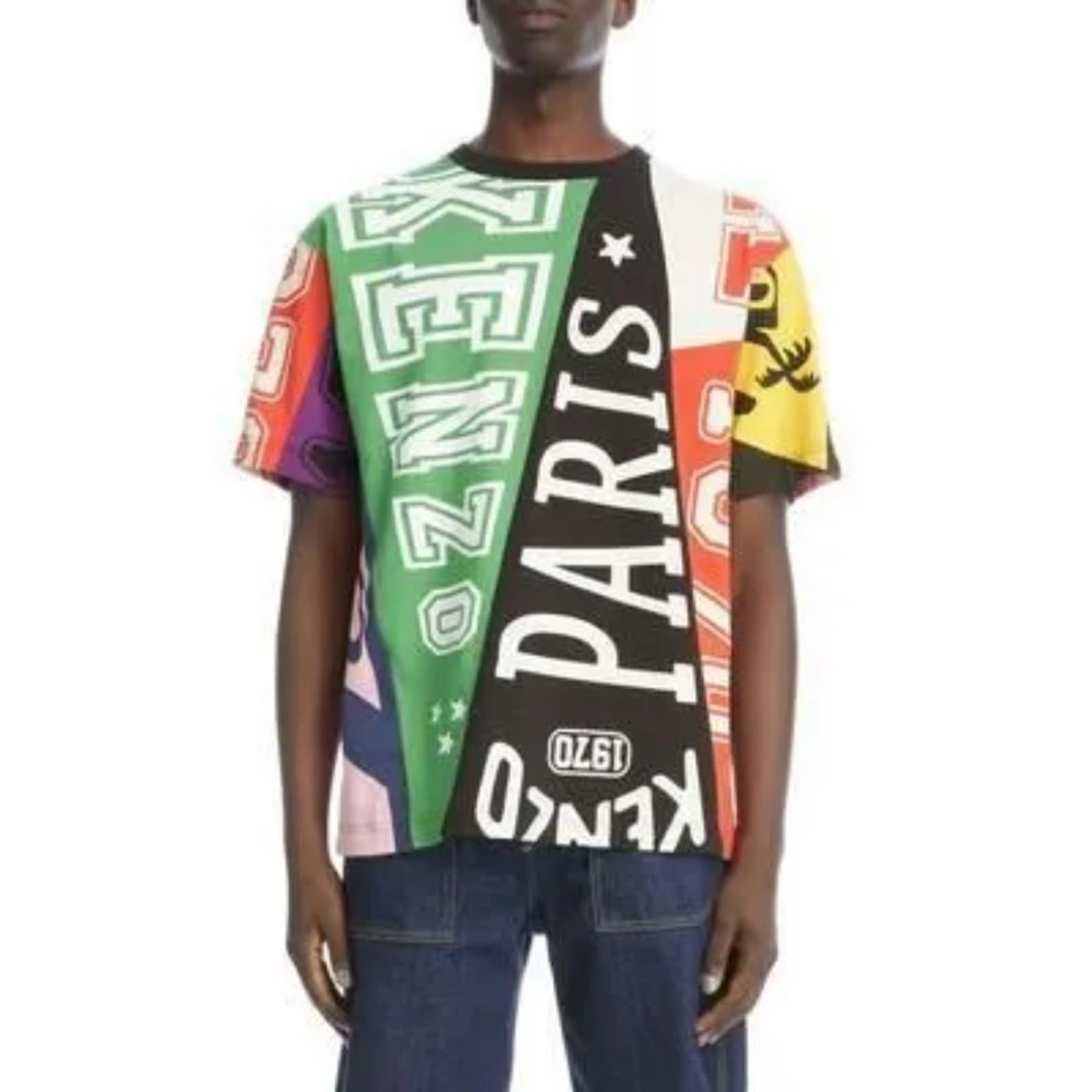 KENZO Flag Print Oversize Cotton T-Shirt, Size S New w/Tag Retail $475