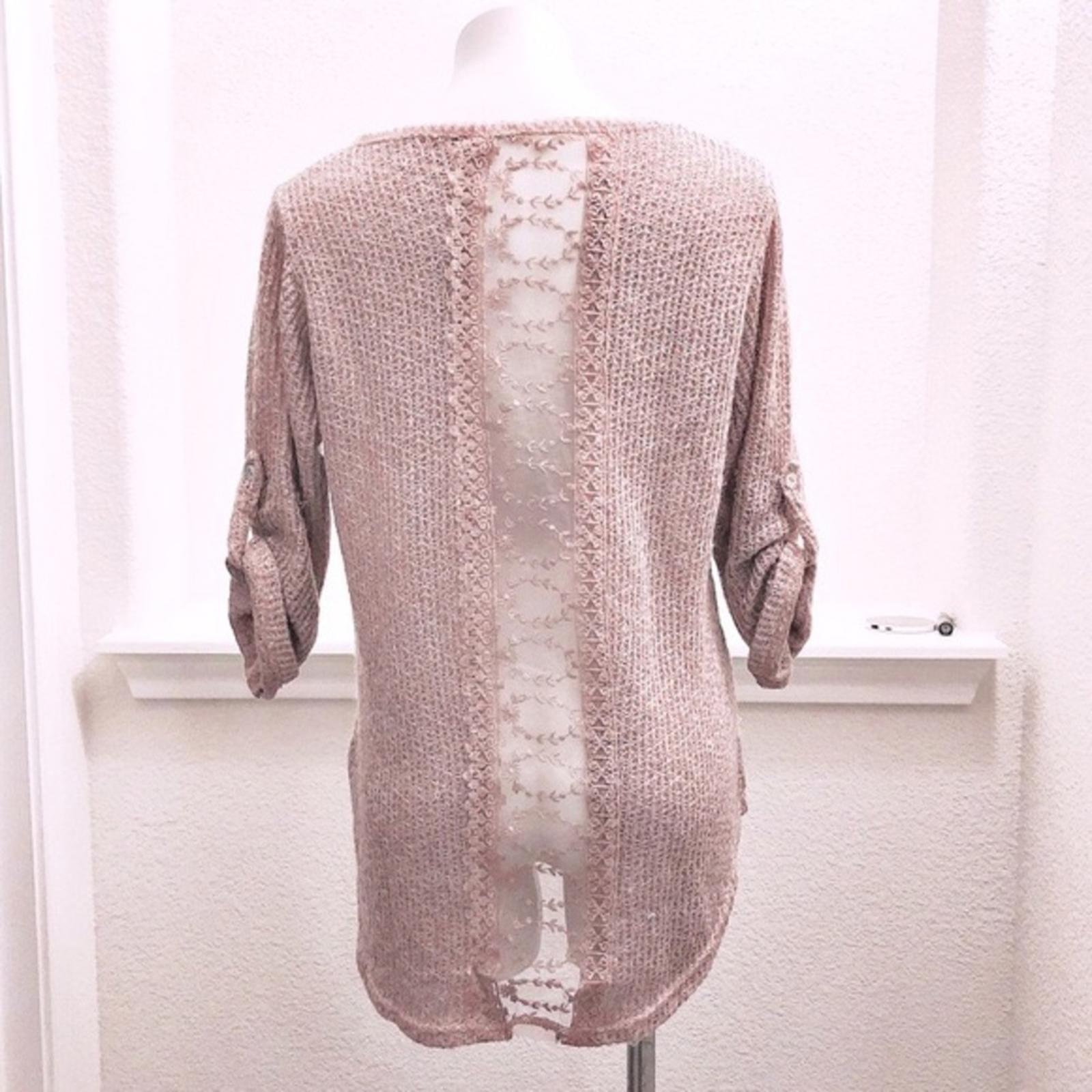 Belle France Lace Back Sweater in Blush Pink, Size L EXCELLENT! Retail $138