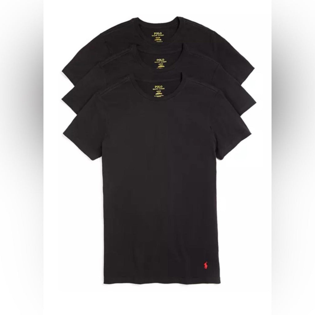 3-Pack Polo Ralph Lauren Black Crew Neck T-Shirts, Size M New in Box