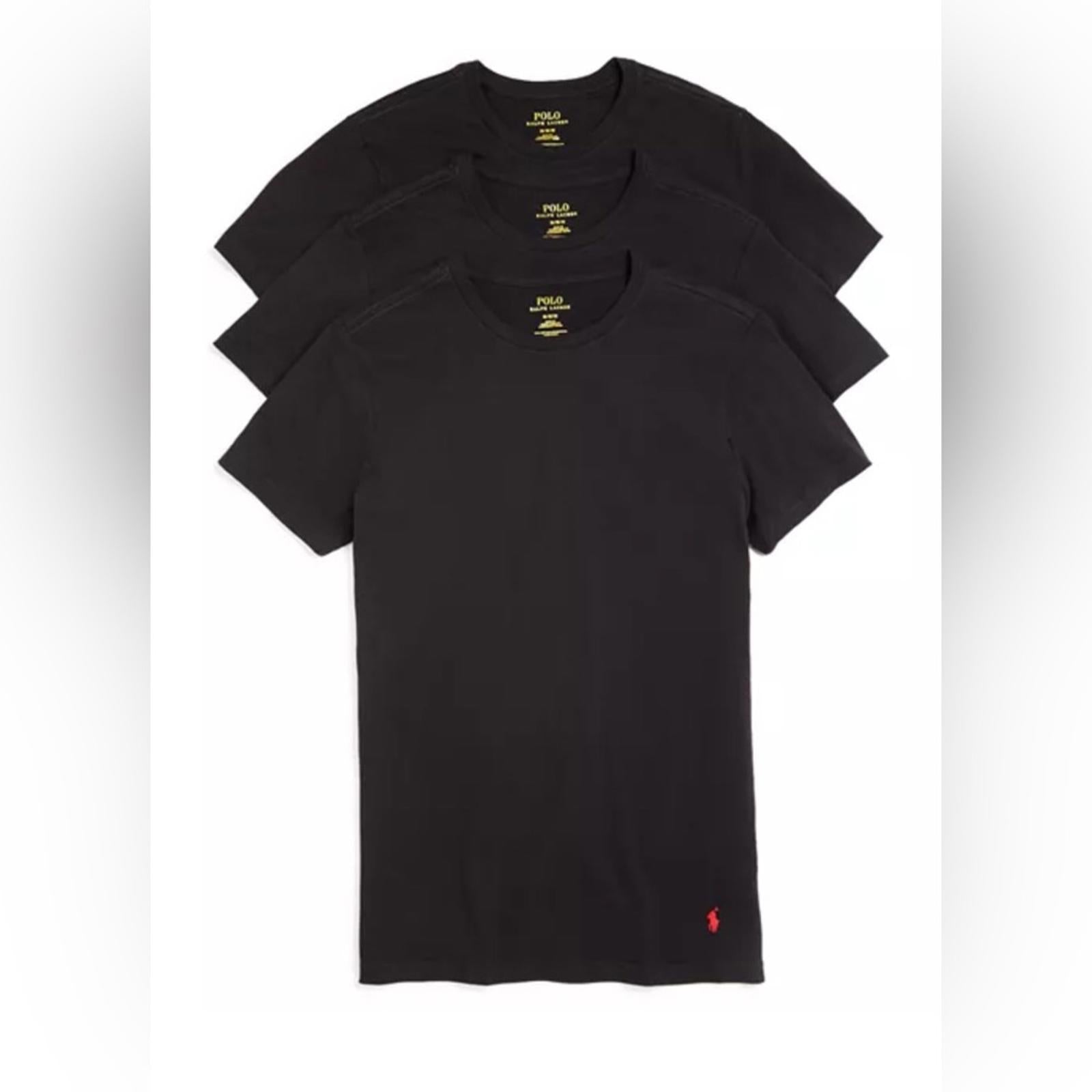 3-Pack Polo Ralph Lauren Black Crew Neck T-Shirts, Size M New in Box