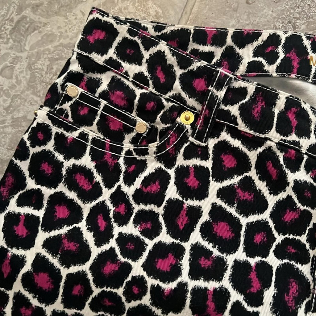 Michael Kors Animal Print Skinny Jeans, Black/ Purple/ White Size 2
