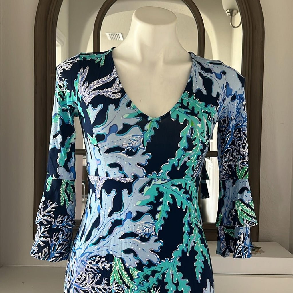 Lily Pulitzer Raina Dress, Indigo Swish & Sway Size XS (Like New) Retail $168