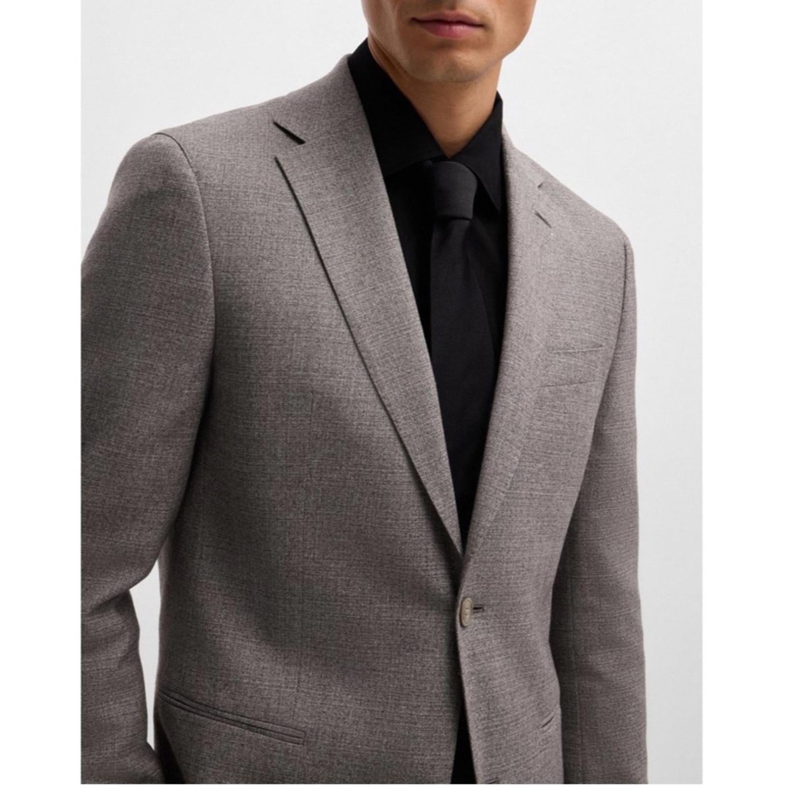 Boss Slim-Fit Shirt in Italian Cotton with Jacquard Monograms in Black Size 16.5