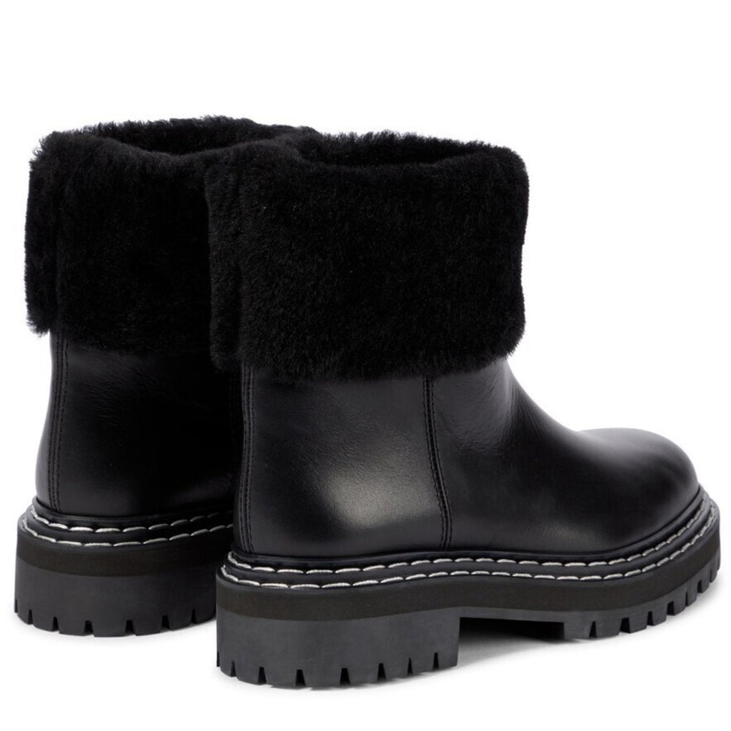Proenza Schouler CA/SH Shearling Booties in Black, Size 38 NEW in Box + DustBag