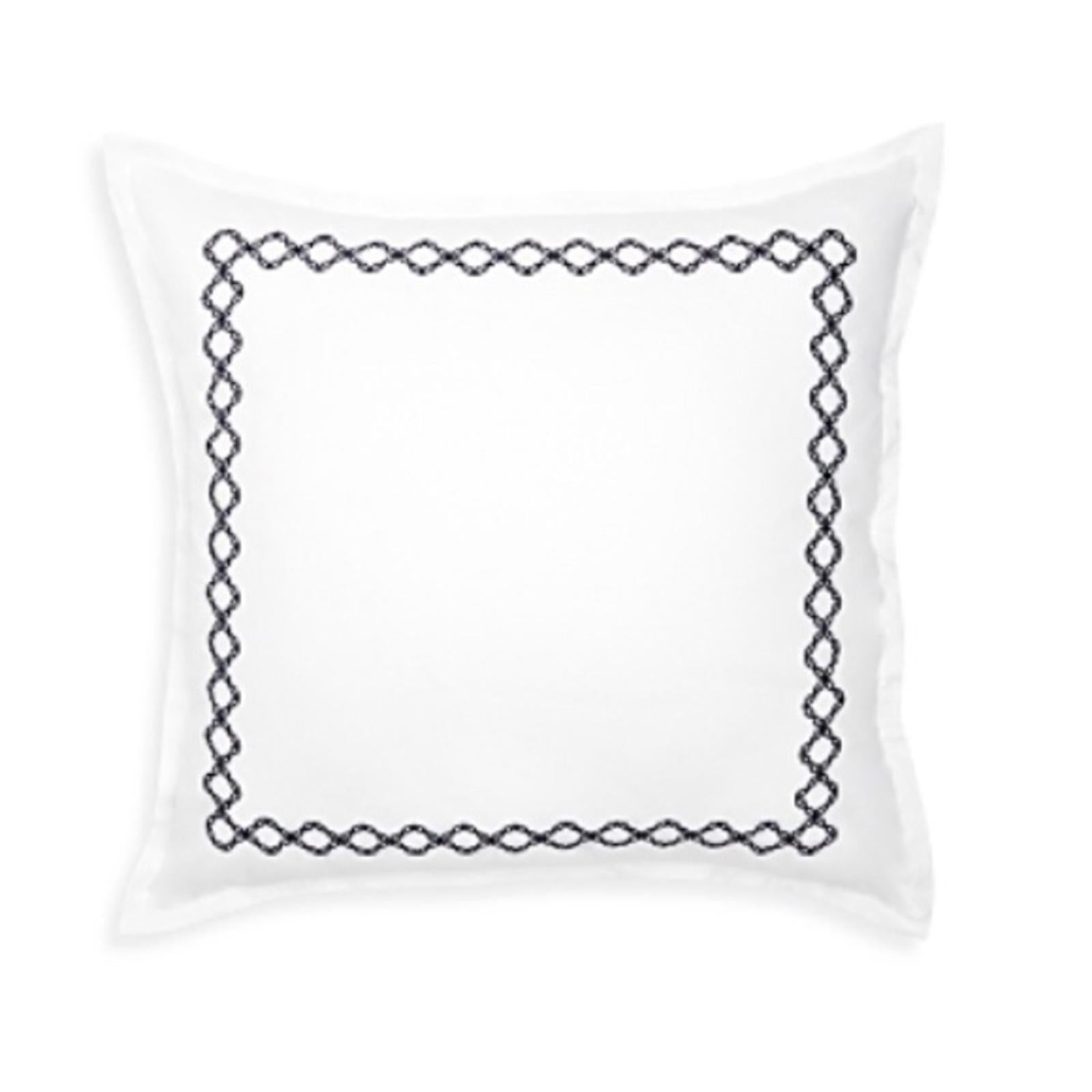 2 SKY Embroidered Percale Euro Shams (1Pair) in White/Navy, NEW $145