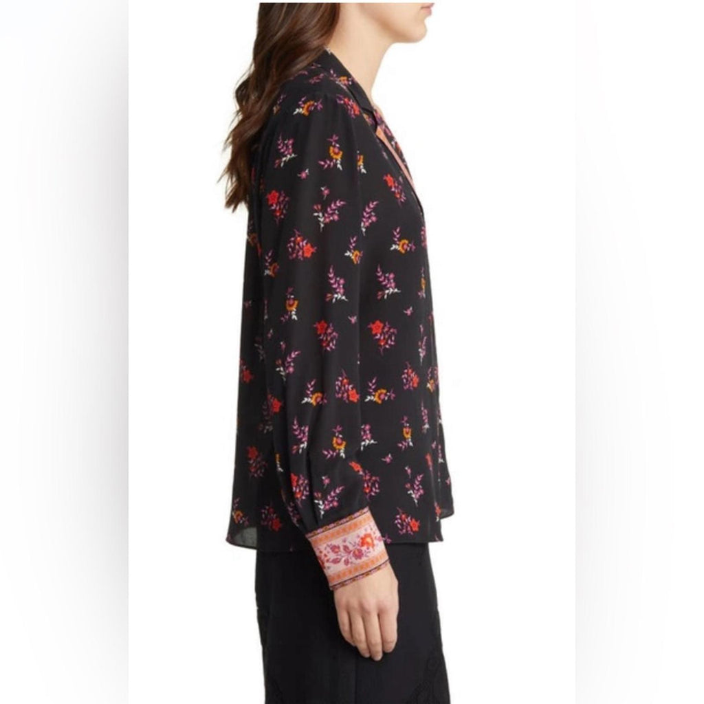 New Kobi Halperin Neo Silk Contrast Print Blouse, Size S New w/Tag $478