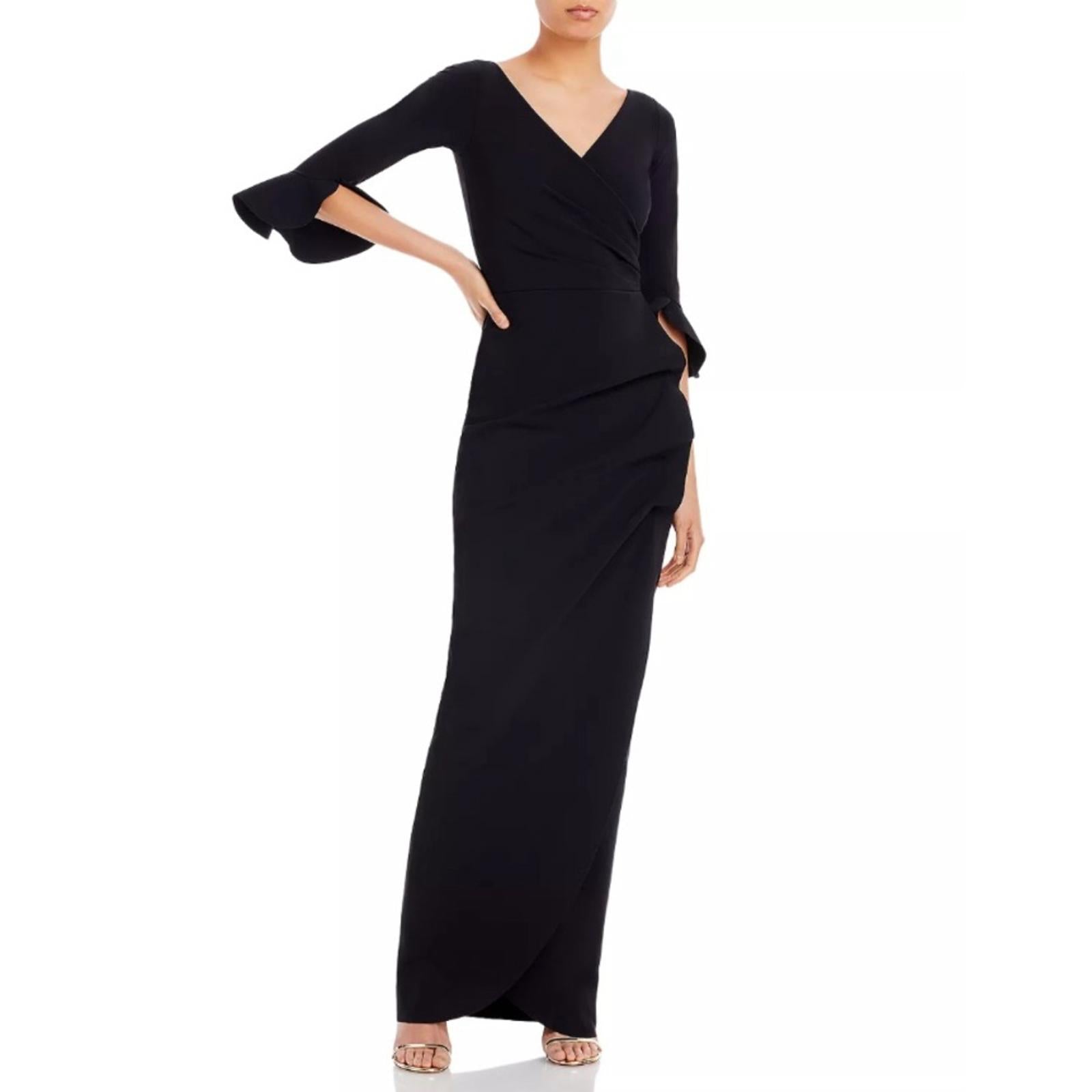 NWT Chiara Boni La Petite Robe Zalfa Column Gown in Black Size 16 MADE IN ITALY