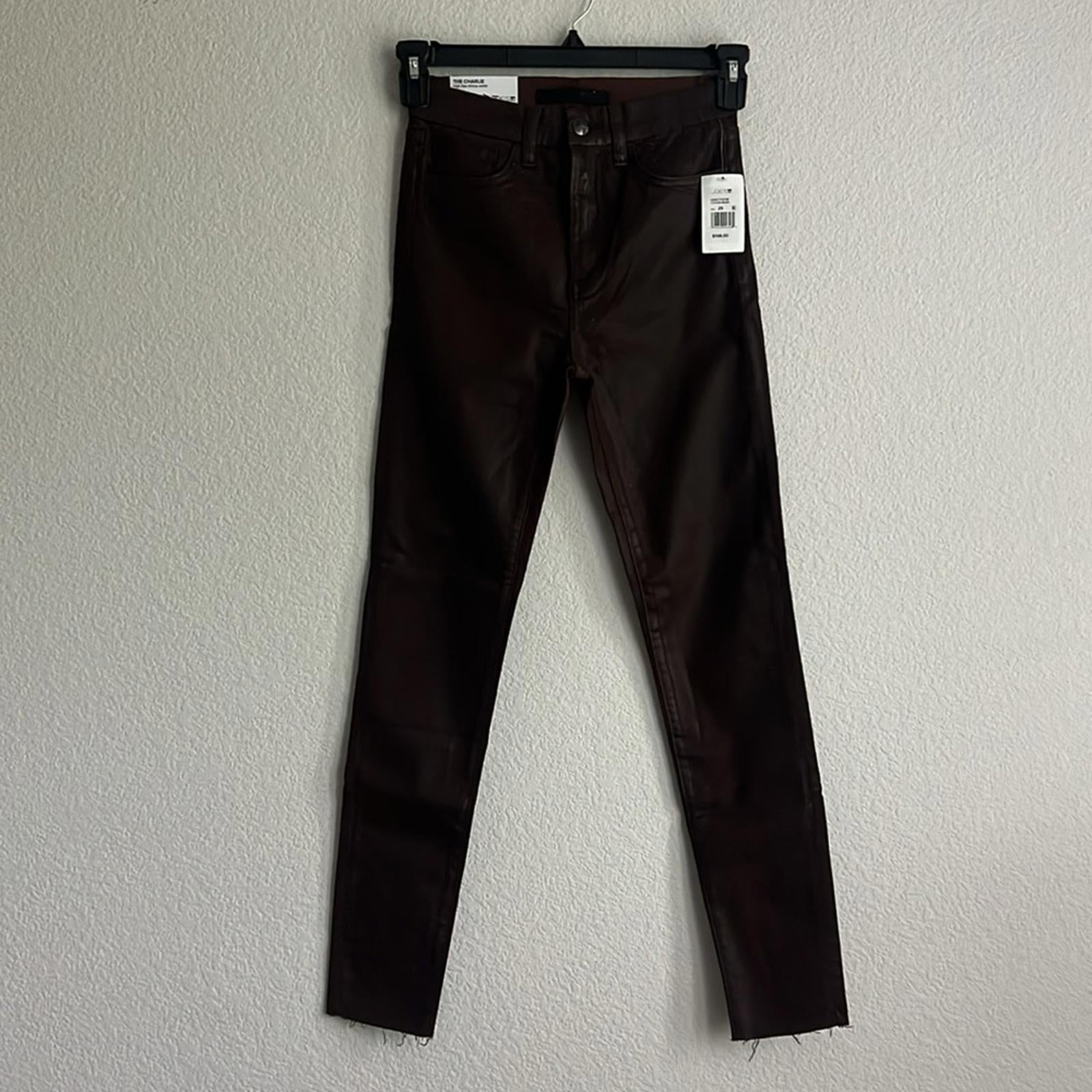 Joe’s The Charlie Coated Ankle Skinny Jeans in Cocoa Bean, NWT, Size 25