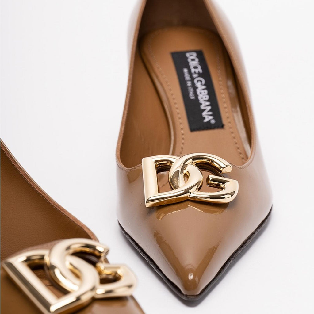 Dolce & Gabbana Patent Leather DG Calf Skin Pumps 60 Brown Size 36 New +2DustBag