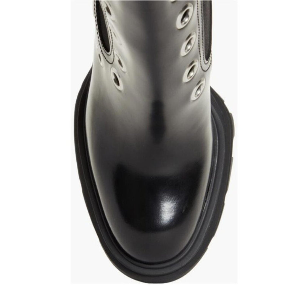 Alexander McQueen Tread Grommet Embellished Boots Black Size 35.5 NEW $1290