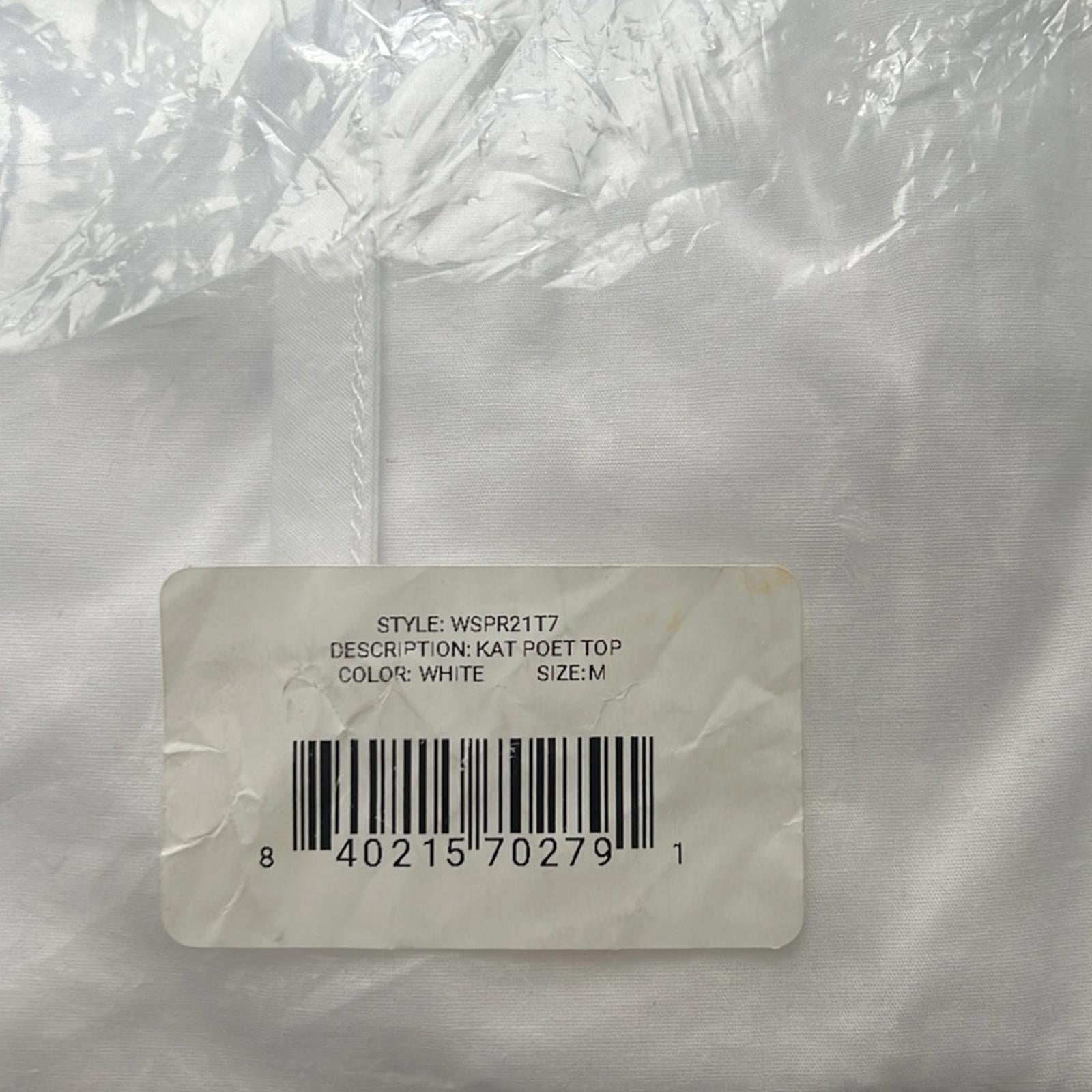WhoWhatWear Kat Poet Tie Neck Top, White, Size M New w/Tag in Original Packaging