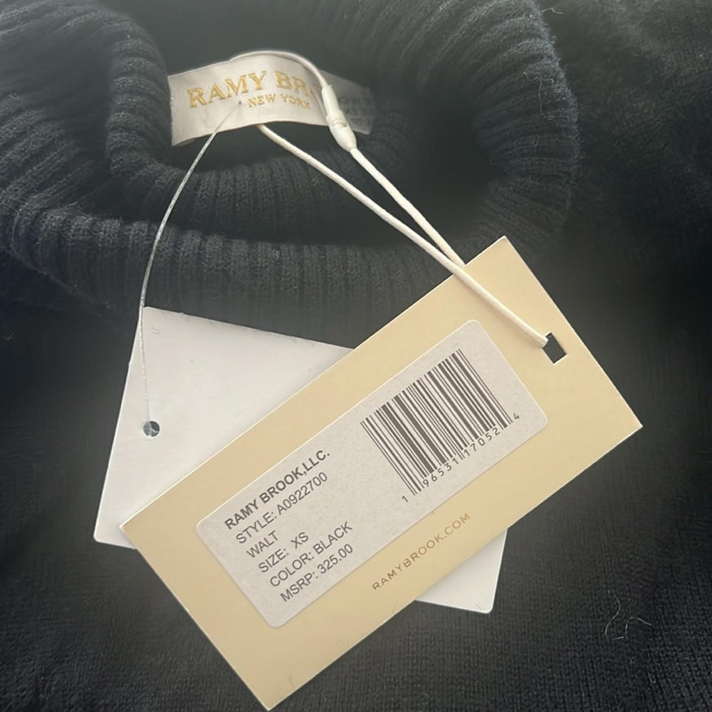 Ramy Brook Walt Turtle Neck Long Lace-Up Sleeve Top in Black, Size XS New w/Tag