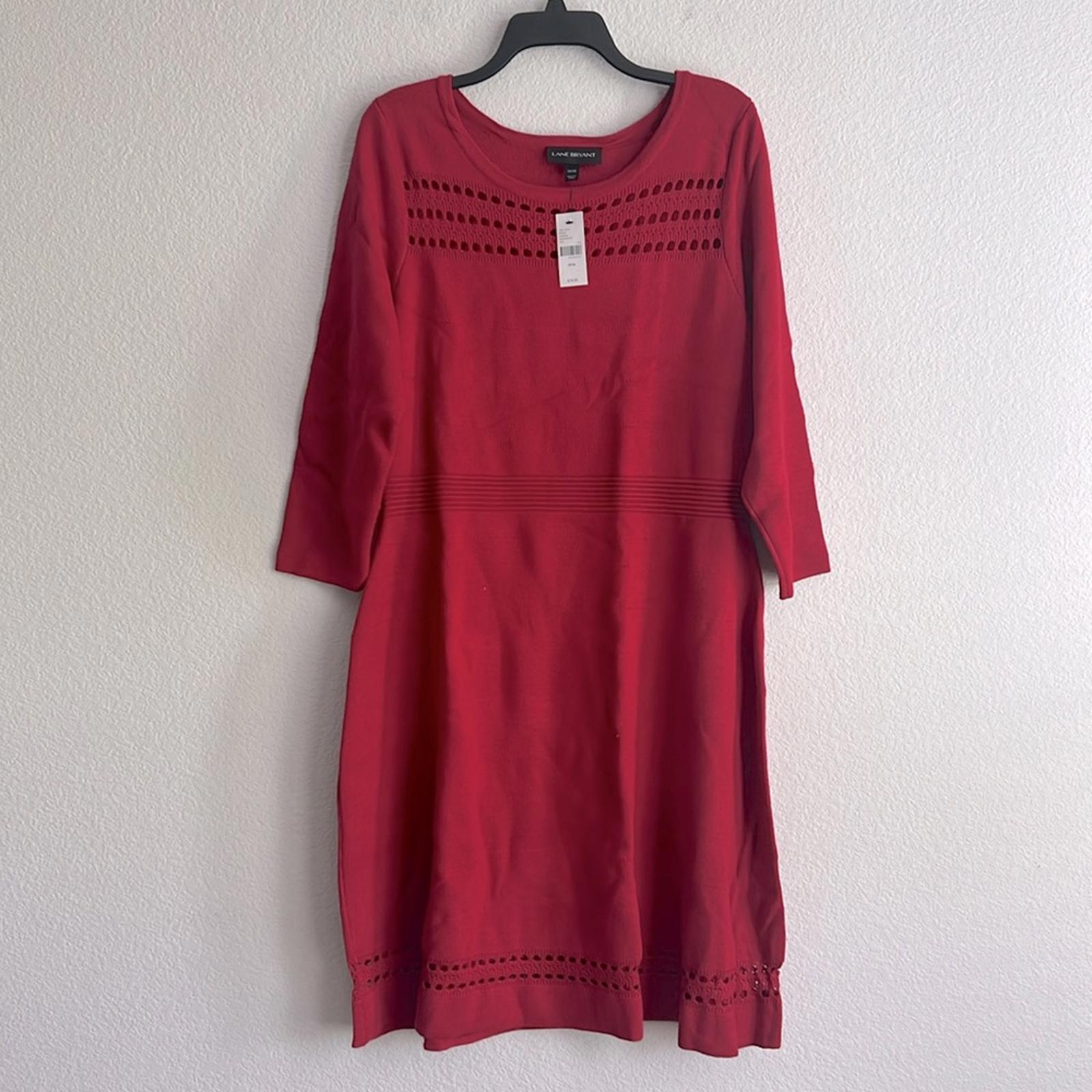 Lane Bryant Red A-Line Dress with 3/4 Sleeves, NWT, Size 14/16