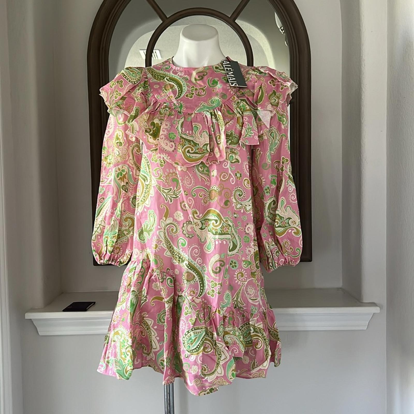 ALÉMAIS Marta Linen Ruffle Mini Dress, Size AUS 4 New w/Tag