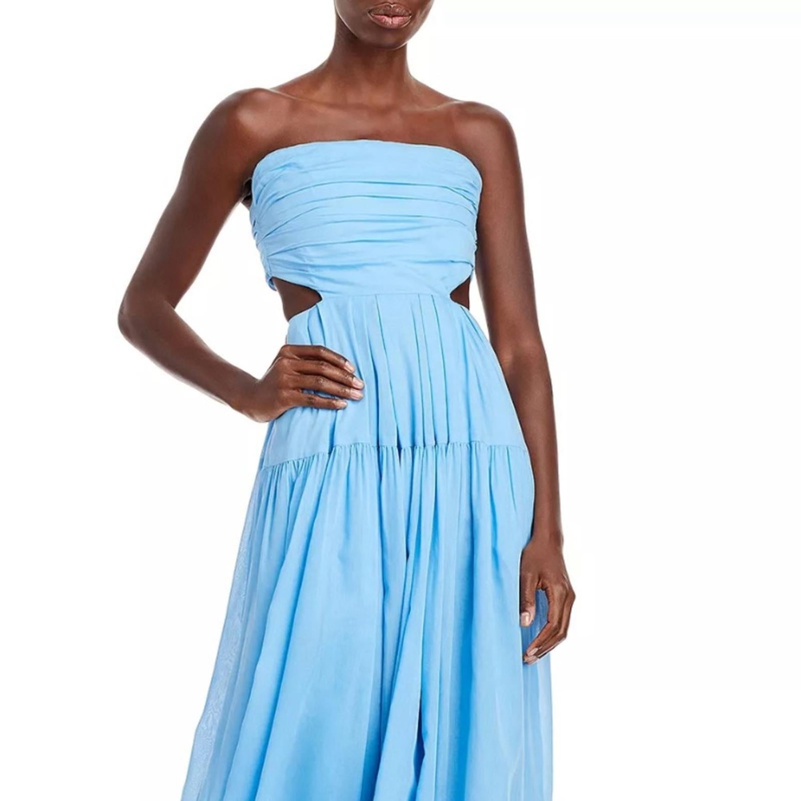 Rebecca Taylor Wrap Back Maxi Dress in Azul Blue, NWT, Size 16, Retail $525