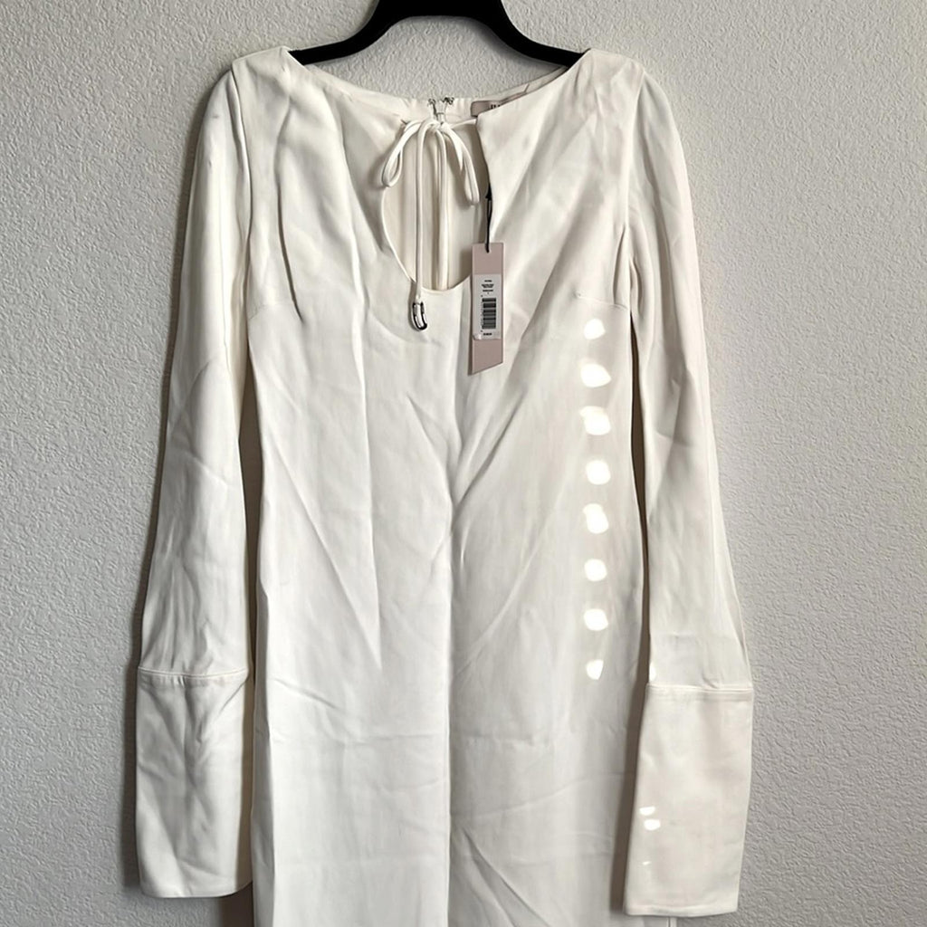 Et Ochs Gabriella Open Neck Gown Long Sleeve Dress in White, NWT, Size 4