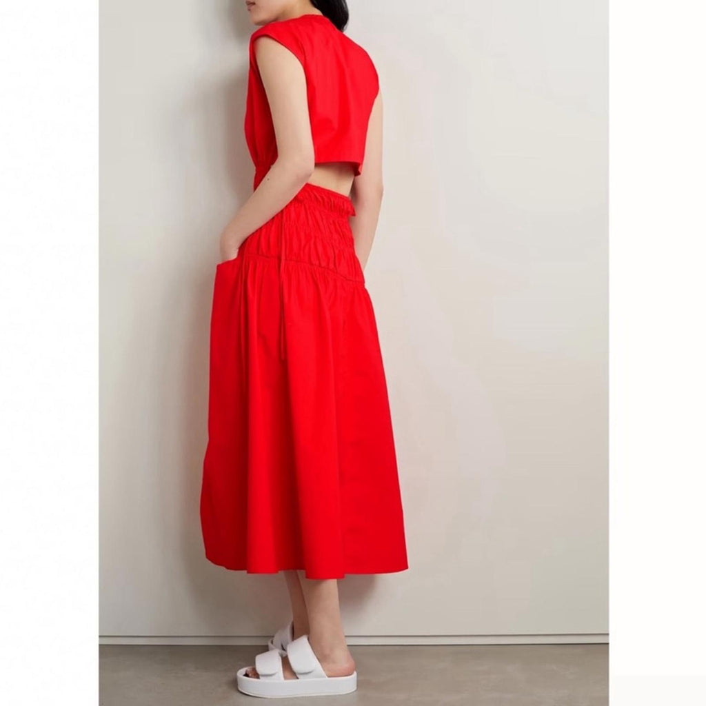 Proenza Schouler White Label Back Cutout Drawstring Midi Dress Size XL New w/Tag