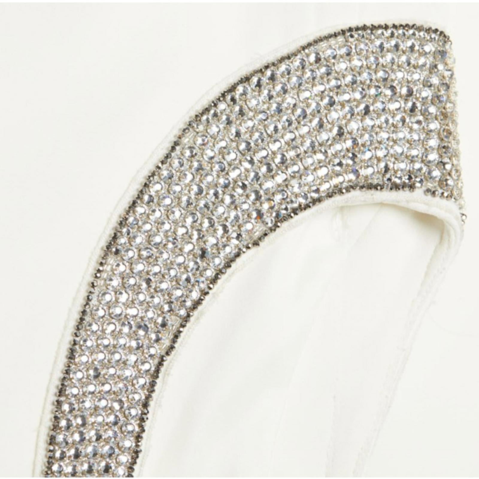 David Koma STRAPLESS Glass Embellished Crystal Trim Dress in White, Size 2 NWT
