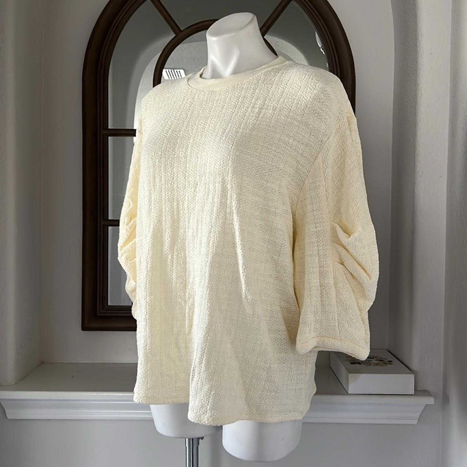 TIBI Handspun Knit Pleat Sleeve Top in Cream, Size 10 New w/Tag $395 - SOLD OUT!