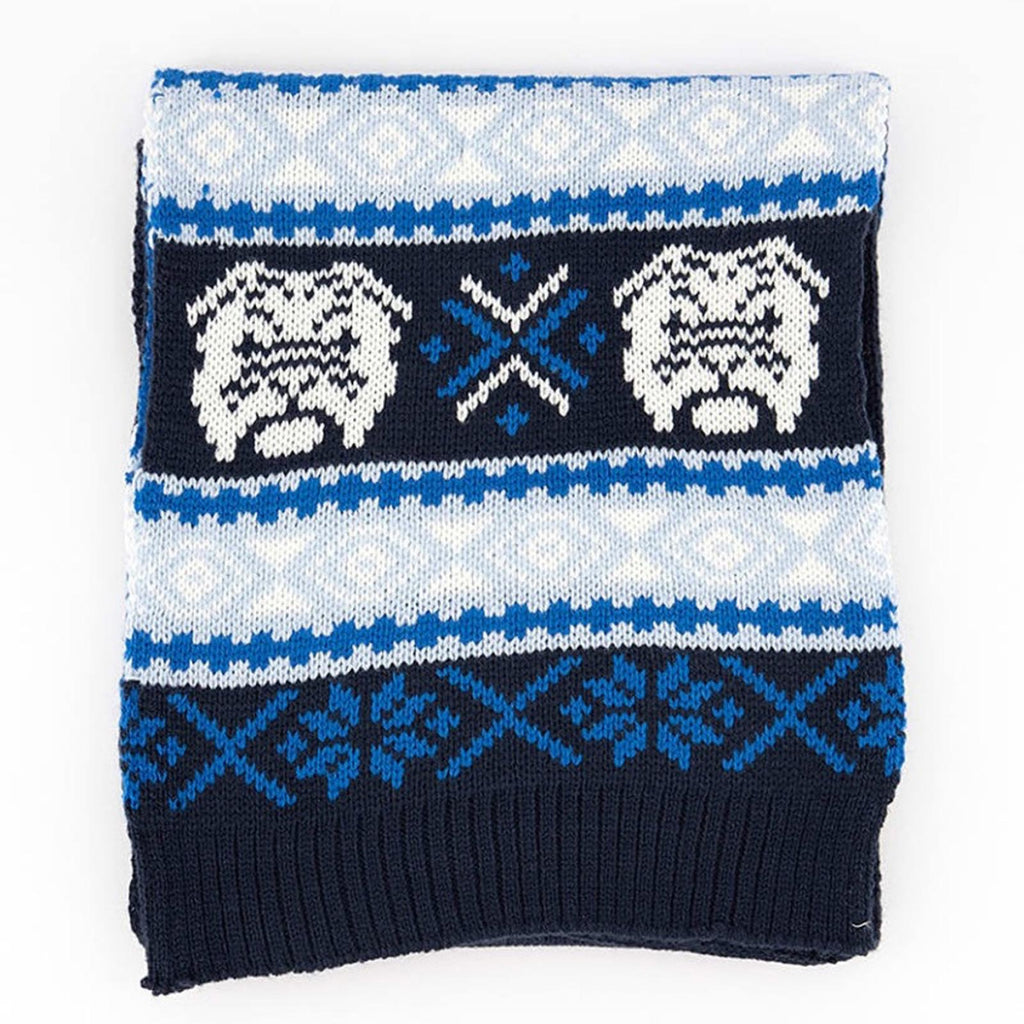 NEW Club Room Men's Bulldog Hat & Scarf Set Blue Navy, New w/Tag Retail $50