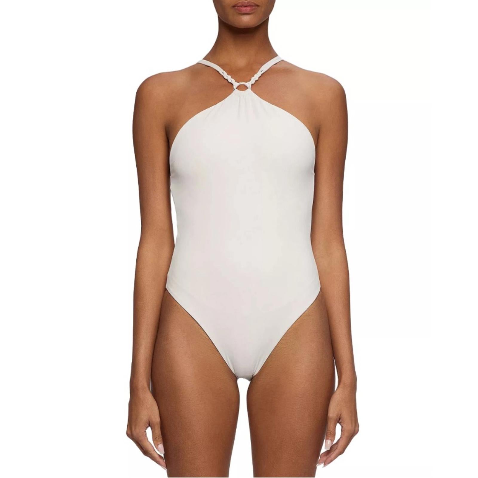 Jonathan Simkhai Shea Macramé One Piece Swimsuit in Ceramic, Size S New w/Tag