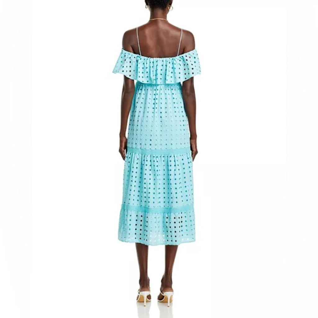 T-Tahari Eyelet Maxi Dress in Blue Haze, Size XS, NEW