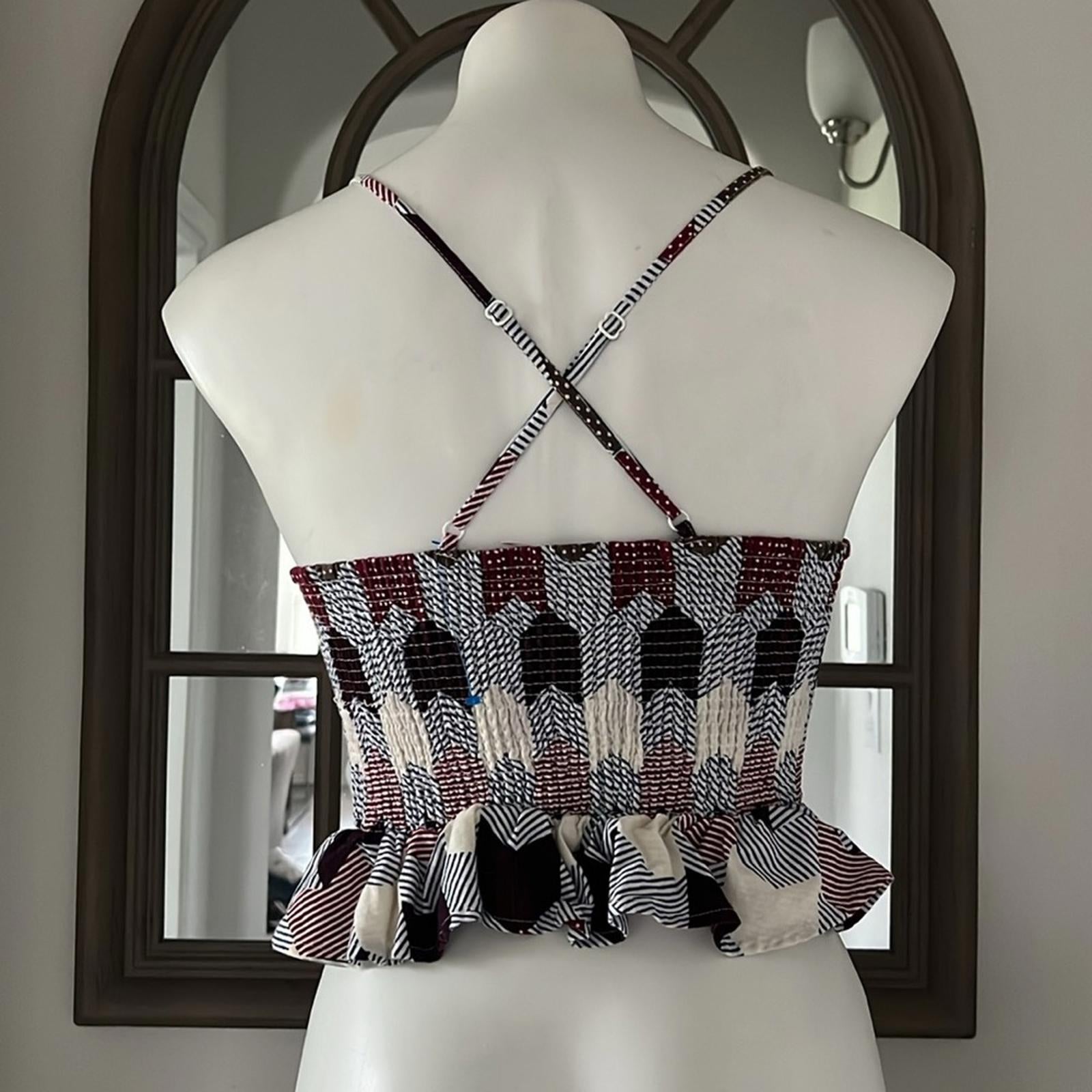 Free People Smock Back Lace-Up Front Peplum Top, Size M EXCELLENT! Retail $78