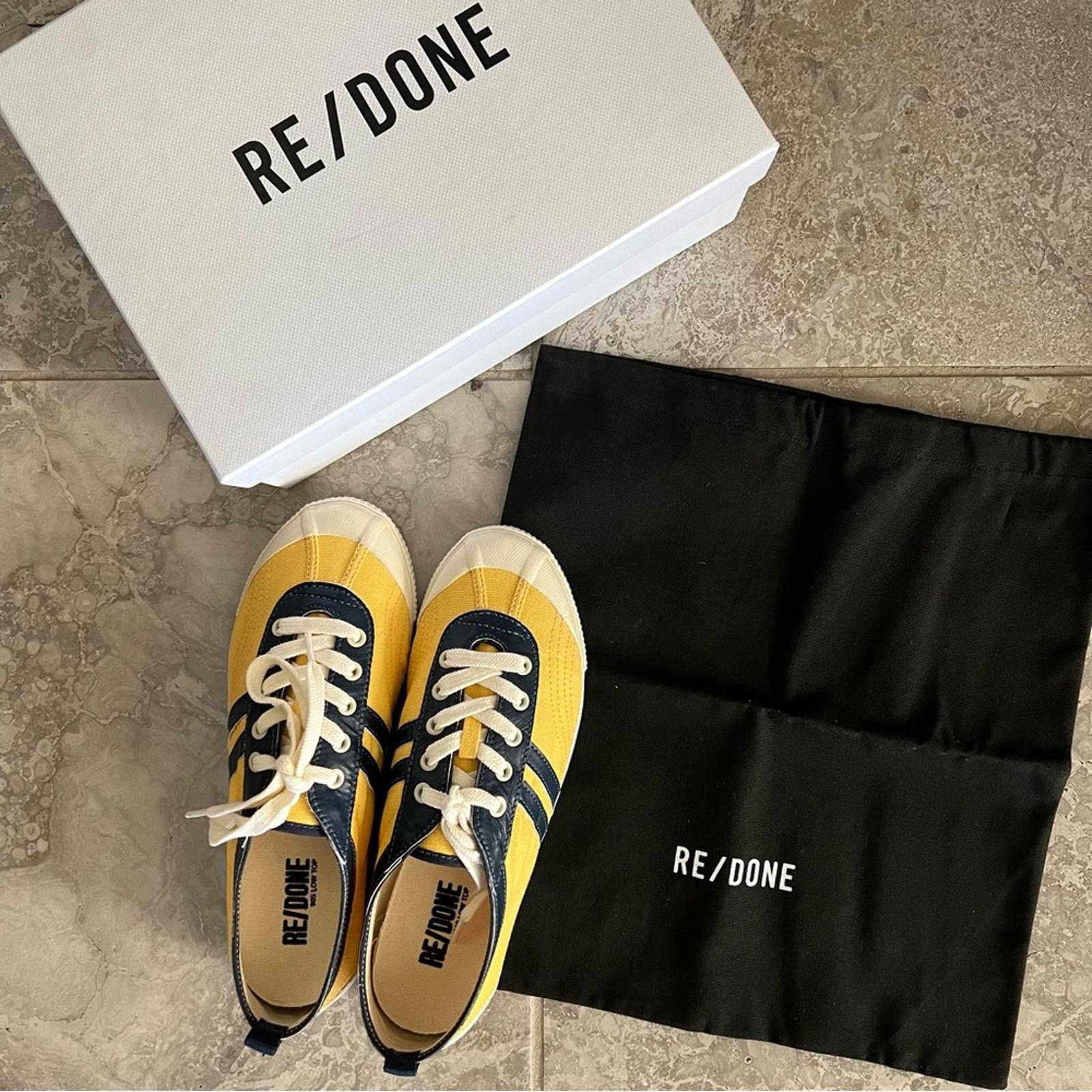 RE/DONE 90s Low-Top Sneakers, Yellow & Navy Size 41 New in Box Retail $250