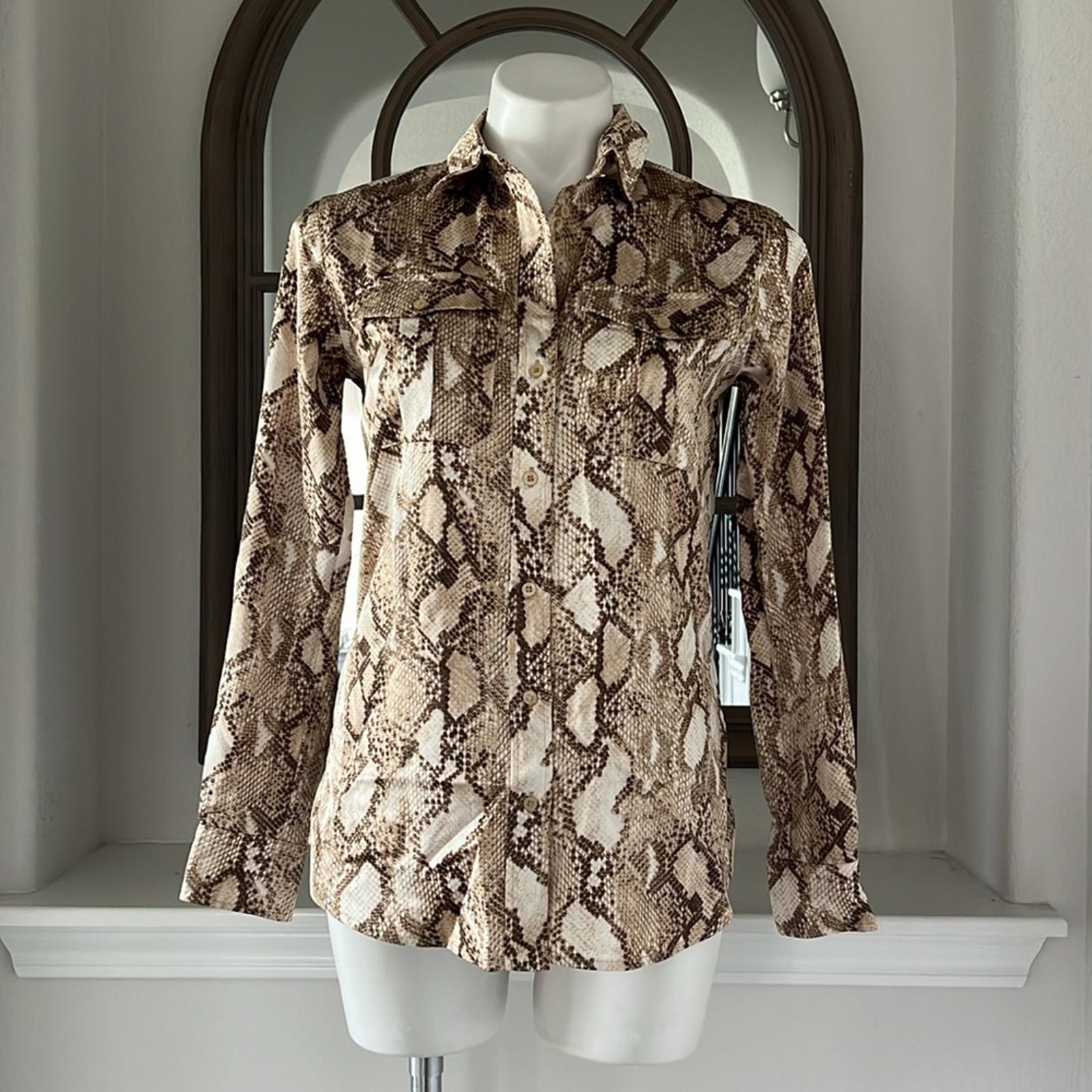 Lauren Ralph Lauren Snake Print Collar Blouse, Size XS New w/Tag Retail $155