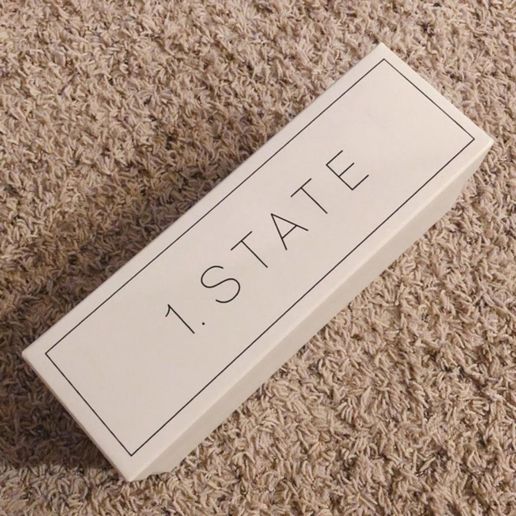 1.State Blue Fann Ruched Leather Slide Sandals, Size 7.5 New in Box