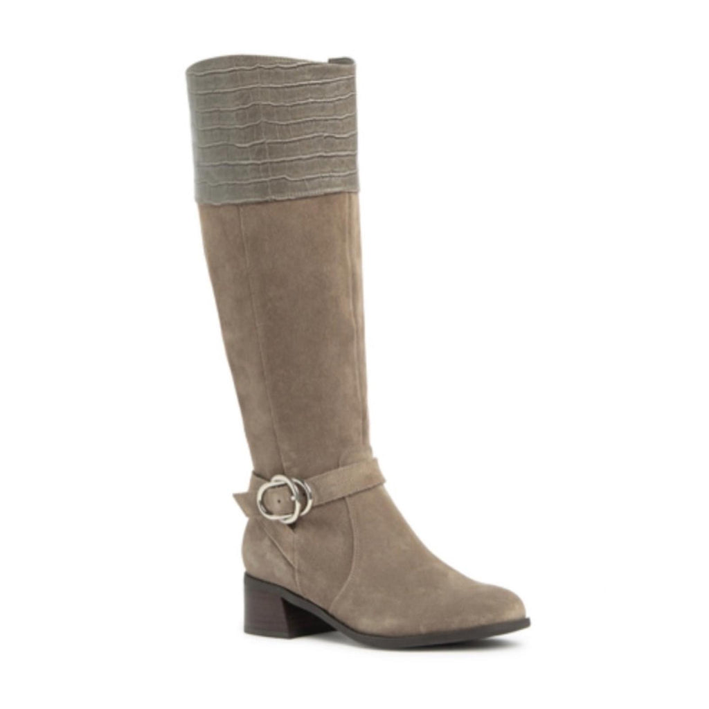 Marc Fisher Wide Calf Knee High Riding Boot in Taupe Suede, NEW, Size 11 Wide