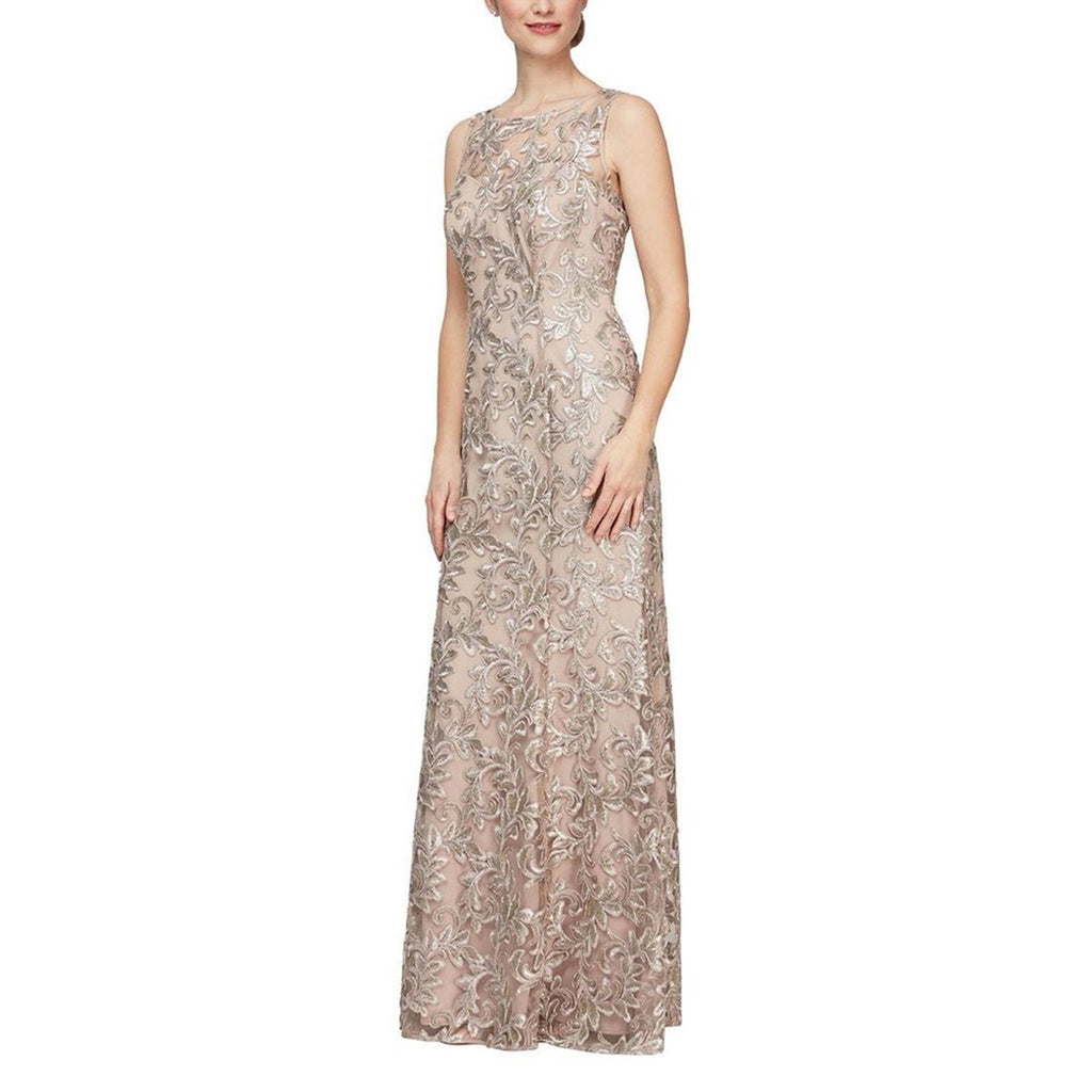 NWT Alex Evening Embroidered Gown w/Sweetheart Illusion Neckline Gown Retail$259