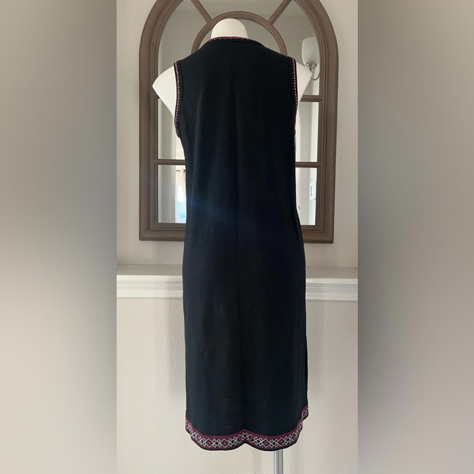 NEW J.Jill Embroidered Sleeveless Knit Dress, Black Size S Retail $129