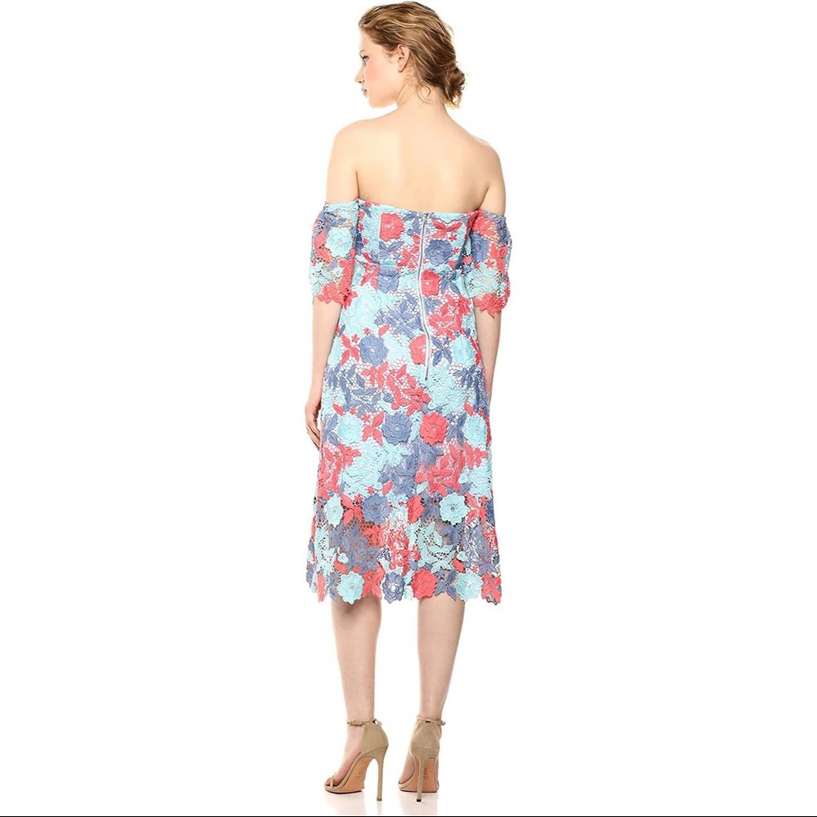 Sam Edelman Lace Three-Tone Off-the-Shoulder Dress,  Blue/Pink Size 8 New w/Tag
