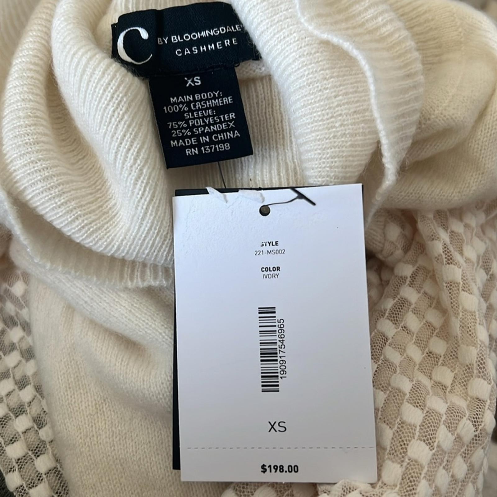 Cashmere Mesh Sleeve Turtleneck Sweater from C by Bloomingdale's Size XS NWT