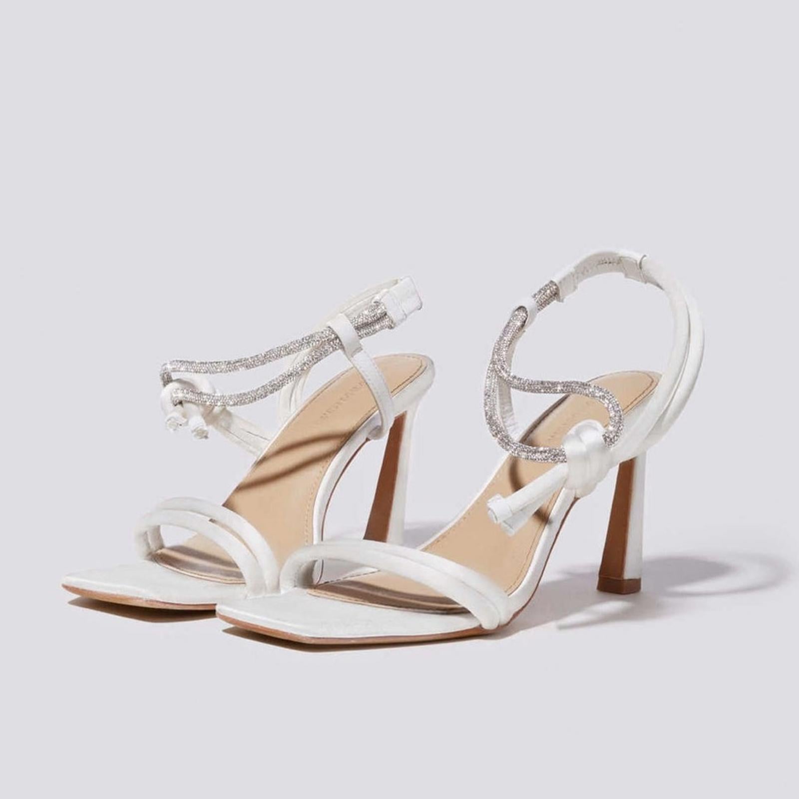 Jonathan Simkhai Revolve Cassie Crystal Strappy Sandal in Ivory, Size EU 41 $595