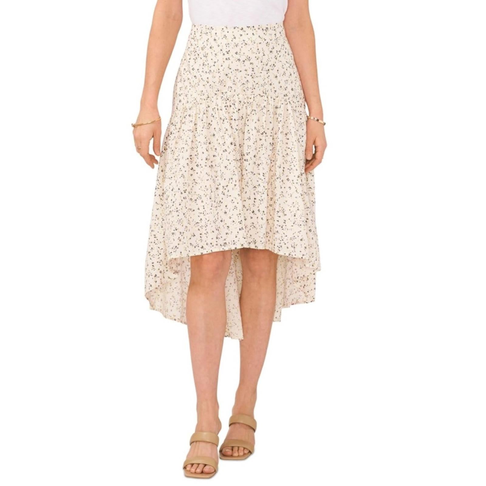NEW Vince Camuto Beige Zippered Lined Tiered Midi HiLo Skirt Size 10 New w/o Tag