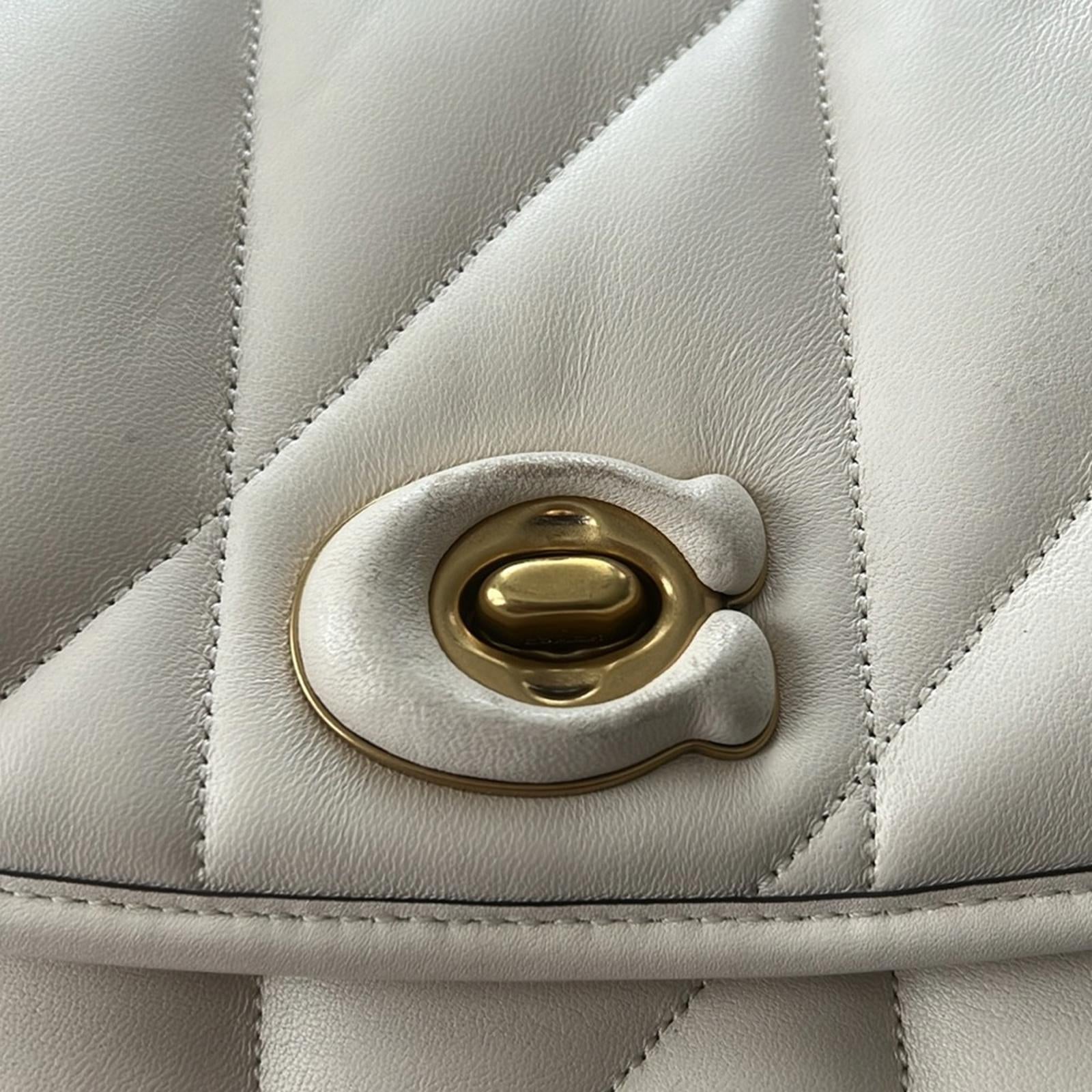 COACH Quilted Pillow Madison Shoulder Bag in Chalk, EXCELLENT!