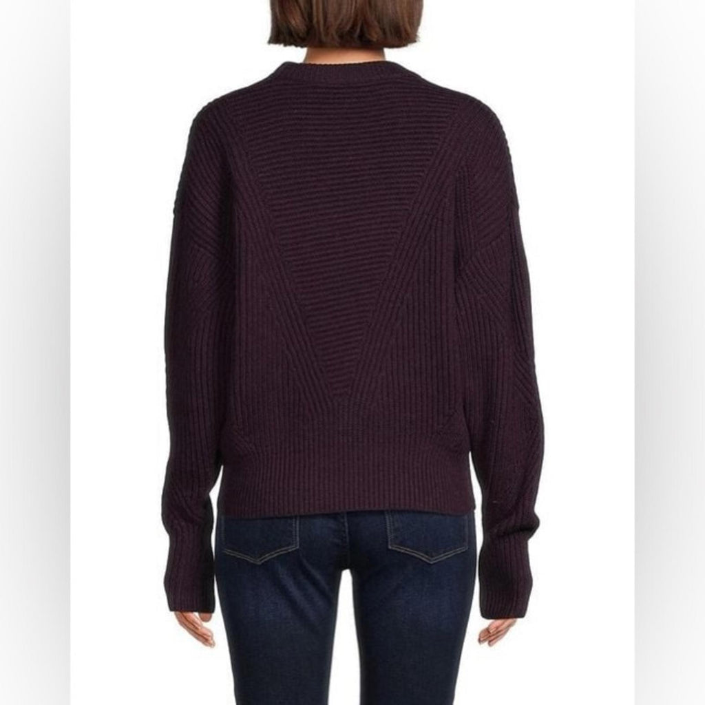 IRO Mona Wool Knit Ribbed Sweater, Dark Purple Size L, New w/Tag Retail $445