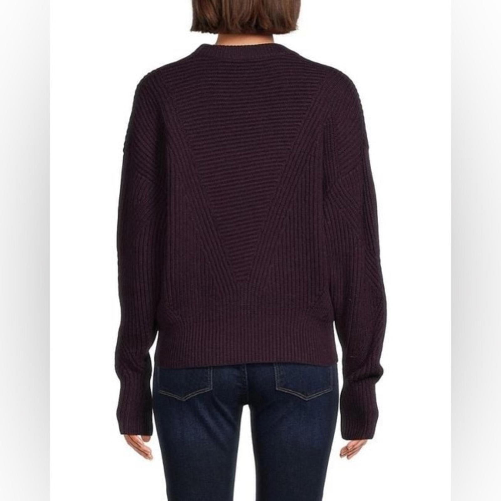IRO Mona Wool Knit Ribbed Sweater, Dark Purple Size L, New w/Tag Retail $445