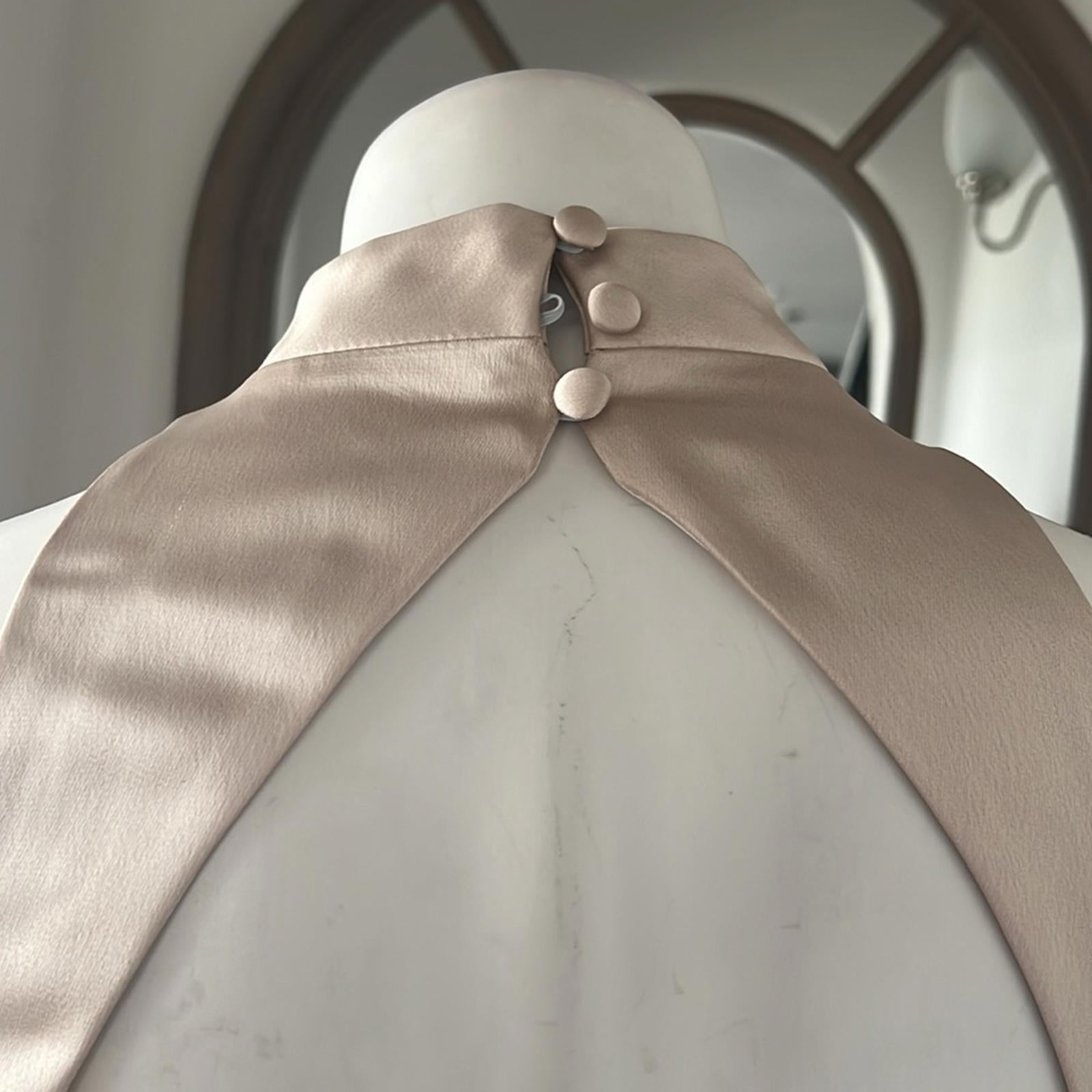 NEW Lovely High Neck Backless Maxi Dress With Slim Belt, Champagne Size 2, $242