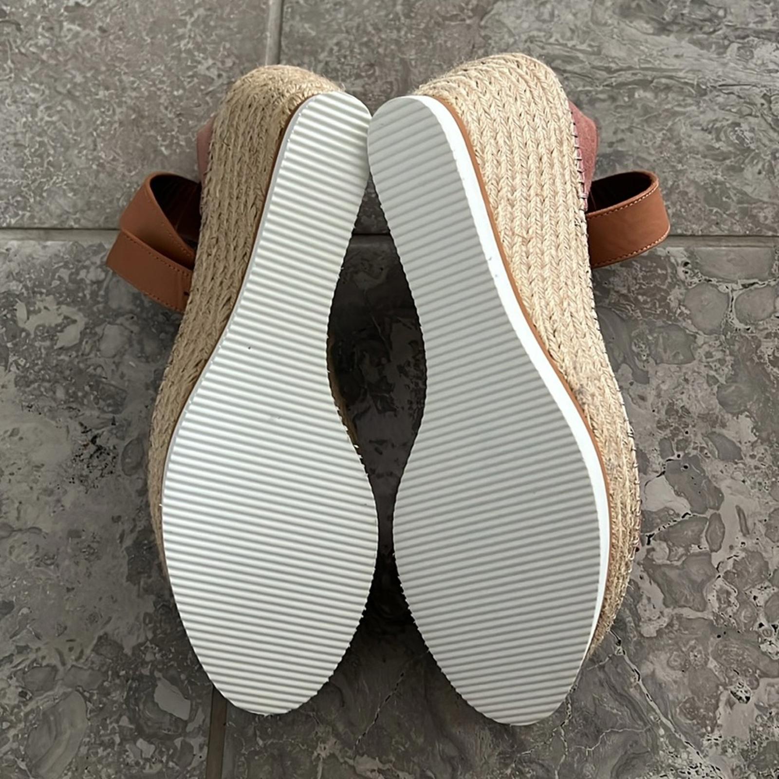 See by Chloé Glyn Calf Leather Espadrille Platform Wedge Sandals, Size 42 NWT