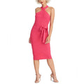 NEW Rachel Roy Solid Textured Knit Midi Halter Dress, Pink XXL Retail $139.99