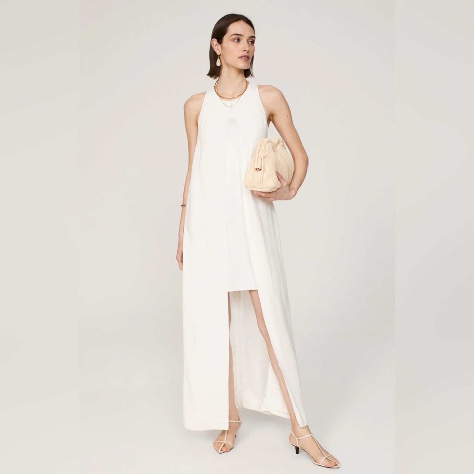 Rosetta Getty Cape Mini Dress in White, Size 8, Retail $425