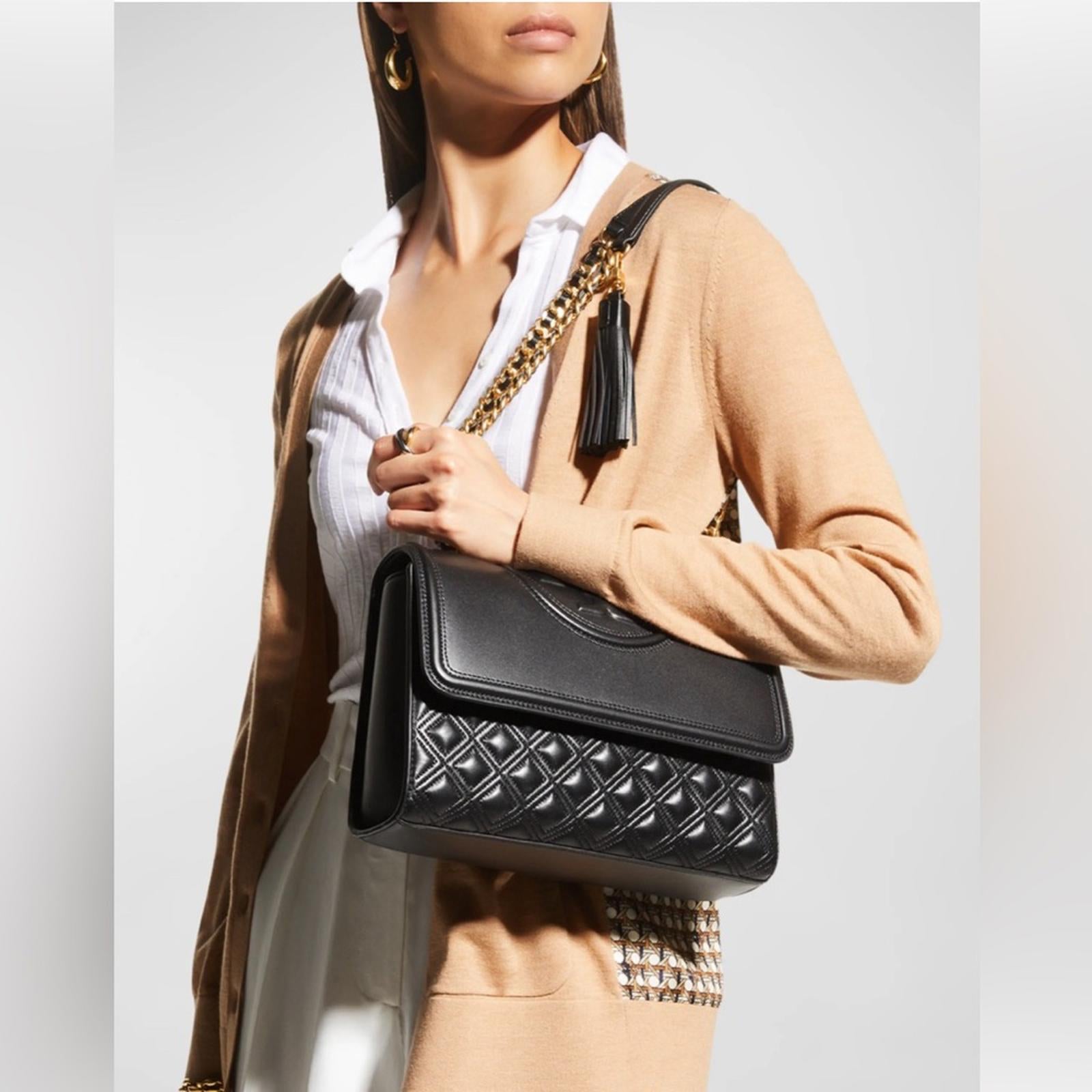 Tory Burch Fleming Convertible Shoulder Bag, Black & Gold EXCELLENT!
