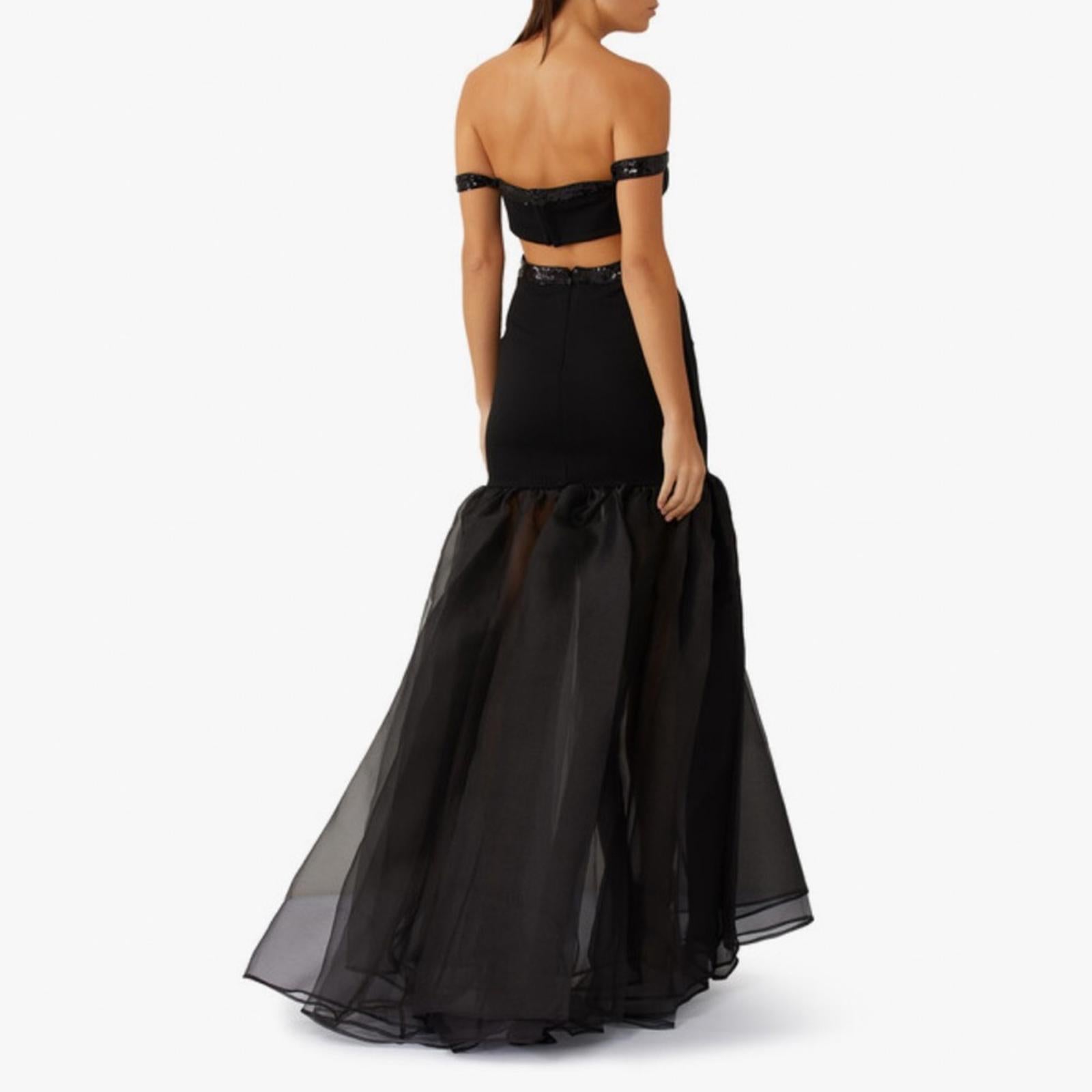 NEW Staud Emmaline Off-the-Shoulder Cut-Out Dress in Black, Size Small NEW w/Tag