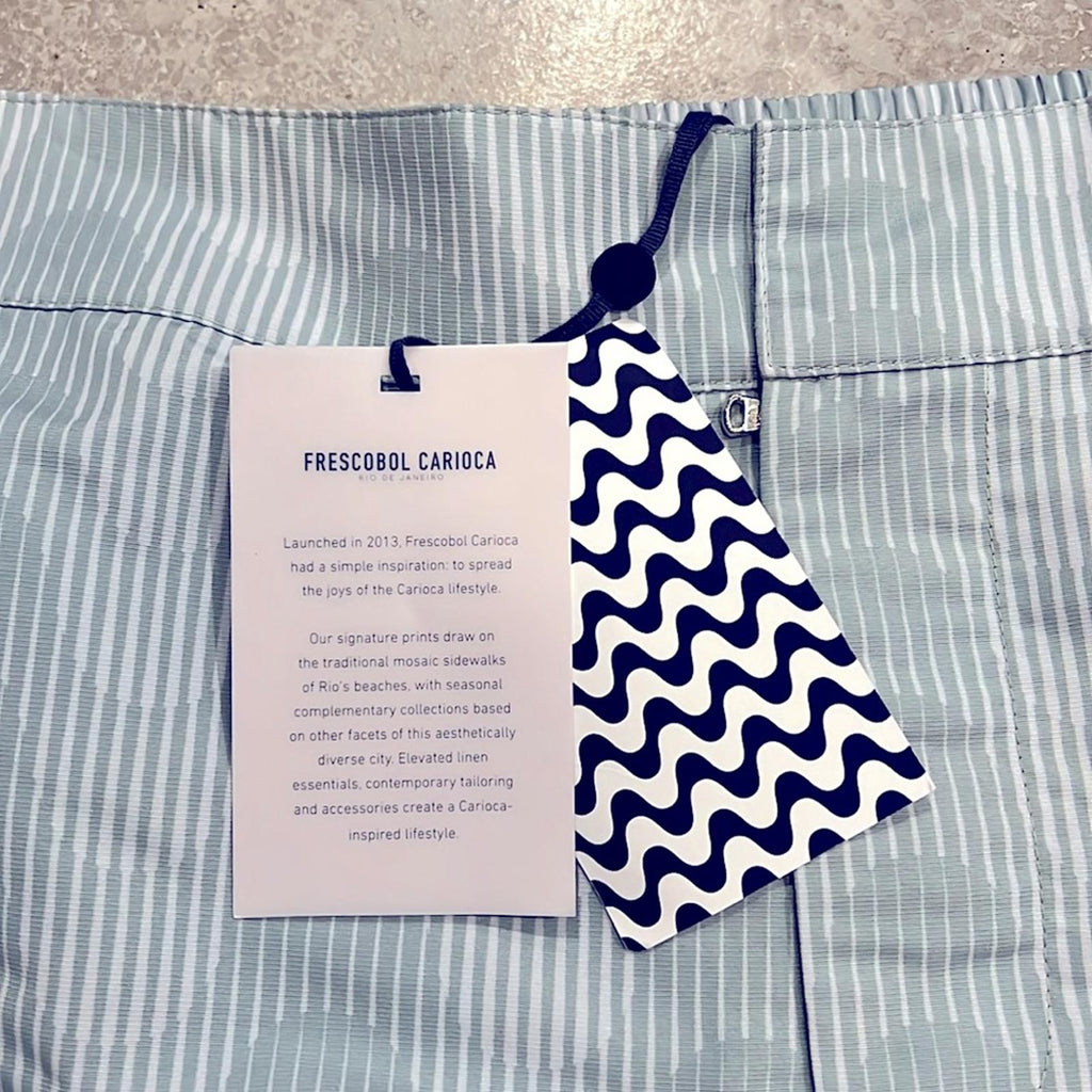 NWT Frescobol Carioca Copacabana Sombra Print Swim Shorts, Size 38 Retail $245